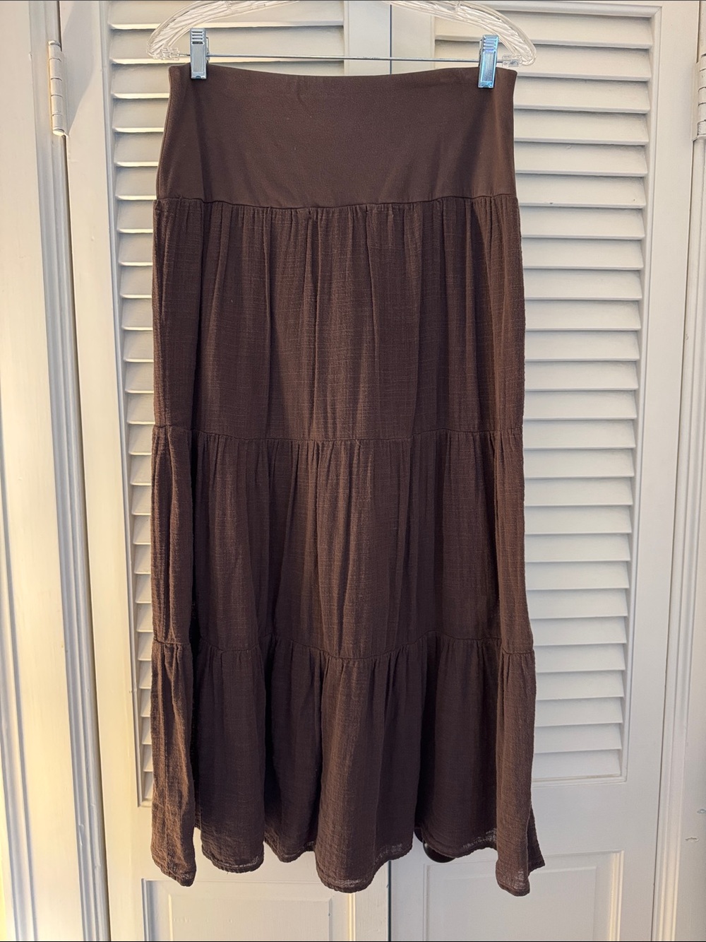 Wearables Deep Brown Gauze Tiered Women's Maxi Skirt